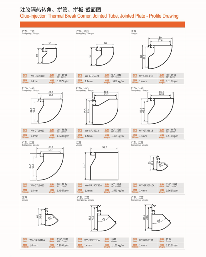 注膠隔熱轉(zhuǎn)角、拼管、拼板
